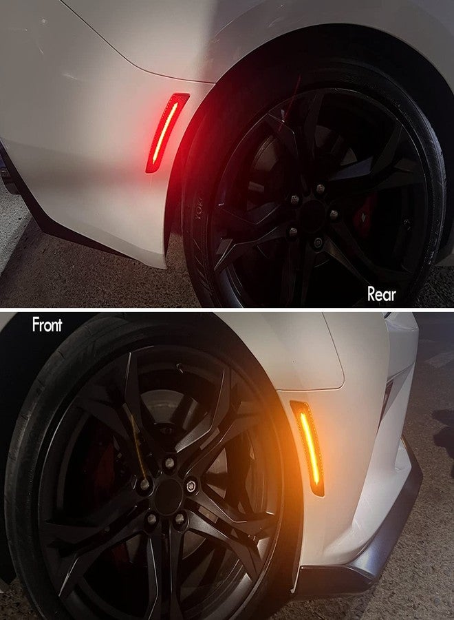 Partsam Smoked Lens LED Side Marker Lights Front Rear Bumper Side Marker Lamps Reflectors Compatible with Camaro 2016-2021,Pack of 4 (2 x Amber, 2 x Red) - Image 5